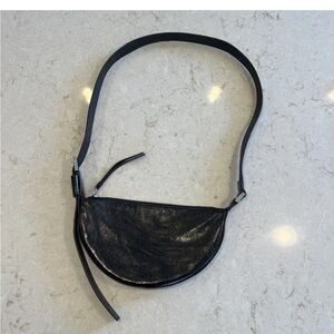 AllSaints Black Half-Moon Crossbody Bag